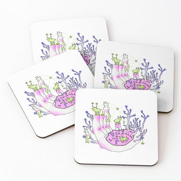 Item preview, Soft Doodle Garden Whimsical Pink Monster Flora Art designed and sold by nerdherdpodcast.