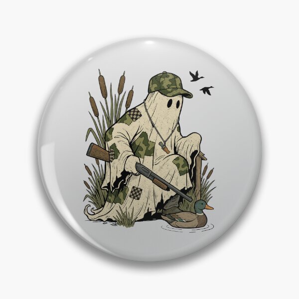 Item preview, Retro Camo Ghost Duck for Spooky Hunting Season designed and sold by FreshVibe Prints.