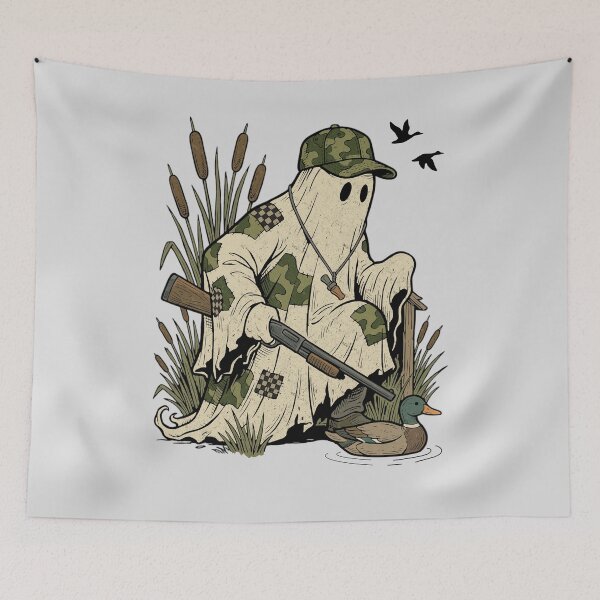 Item preview, Retro Camo Ghost Duck for Spooky Hunting Season designed and sold by FreshVibe Prints.