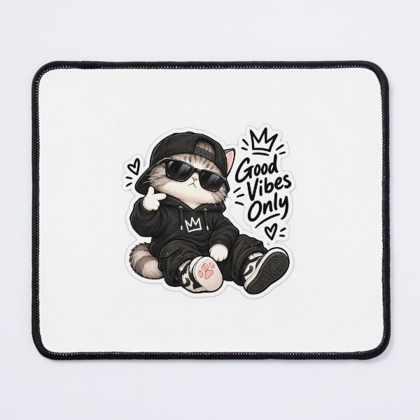 Item preview, Good Vibes Only Cat – Cool Streetwear Cat Cute Sticker designed and sold by Sukuun.