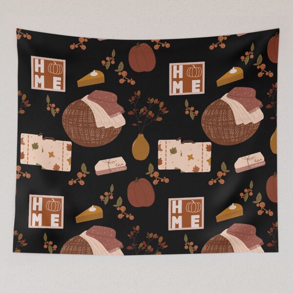 Item preview, Cozy Hygge Fall Pumpkin Pie Blanket Book Black Pattern designed and sold by FestivityFinds.