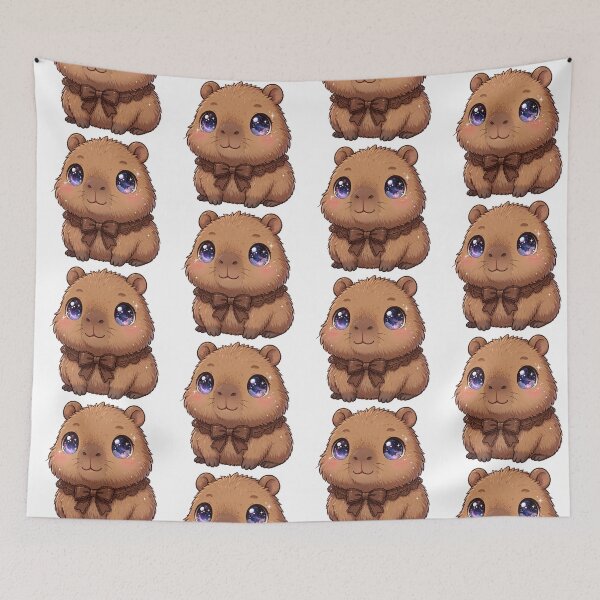 Item preview, Cute Capybara with brown lace bow designed and sold by priyankajustine.