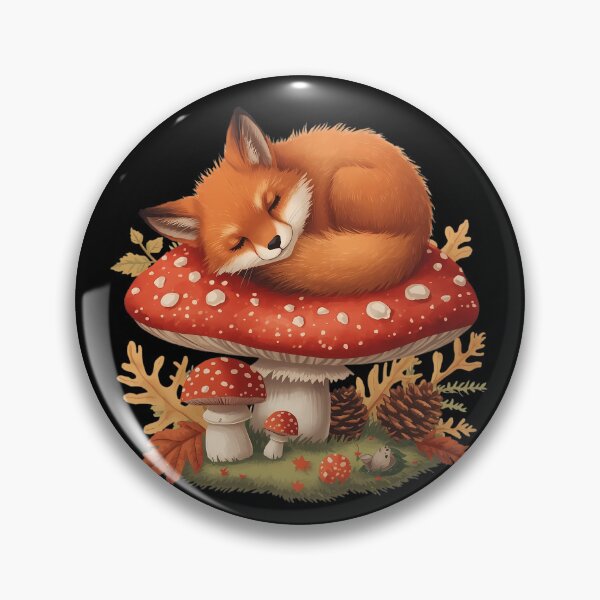Item preview, Vintage Red Fox Sleeping on Amanita Mushroom Dark Cottagecore Sticker designed and sold by Youram.