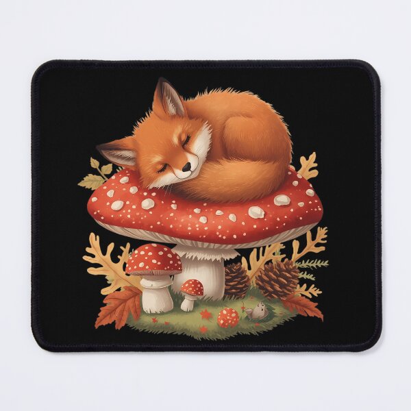 Item preview, Vintage Red Fox Sleeping on Amanita Mushroom Dark Cottagecore Sticker designed and sold by Youram.