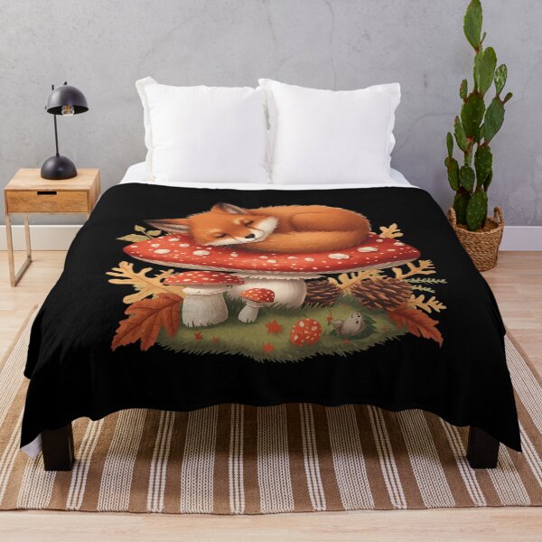 Item preview, Vintage Red Fox Sleeping on Amanita Mushroom Dark Cottagecore Sticker designed and sold by Youram.