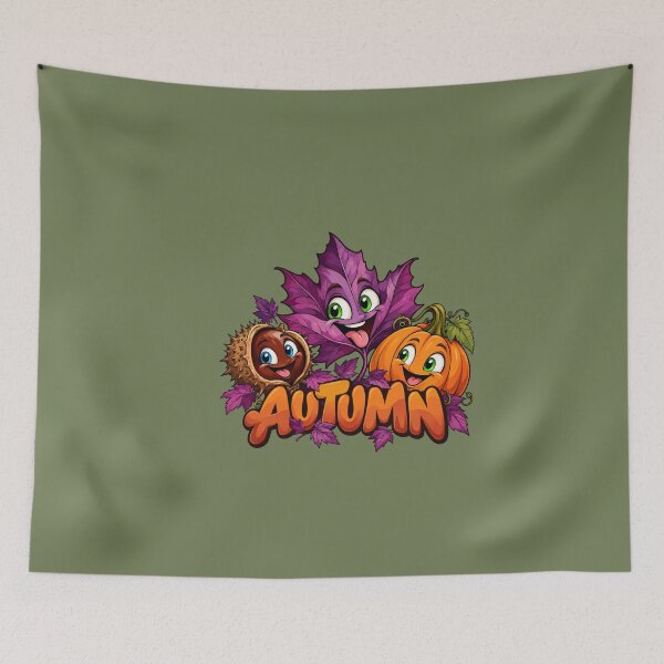 Item preview, Purple Autumn Crew – Cute Leaf, Chestnut & Pumpkin designed and sold by Aimetoi.