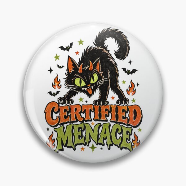 Item preview, Certified Menace Demon Black Cat Retro Halloween Shirt designed and sold by PhelipeCasanova.