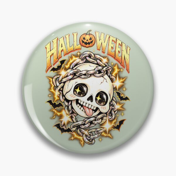 Item preview, Cute Halloween Skull Wrapped in Golden Chains designed and sold by ARTFULDSIGN.