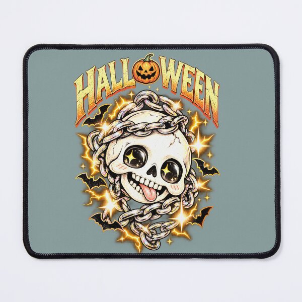 Item preview, Cute Halloween Skull Wrapped in Golden Chains designed and sold by ARTFULDSIGN.