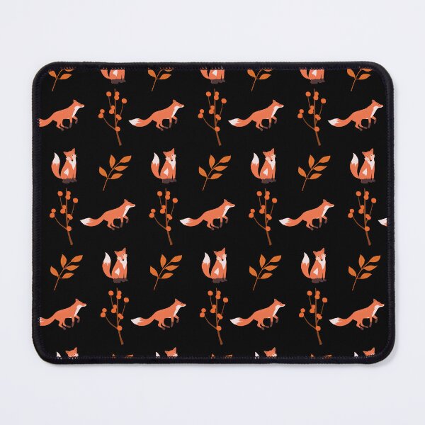 Item preview, Cute Red Fox Autumn Leaf Berry Black Pattern designed and sold by FestivityFinds.