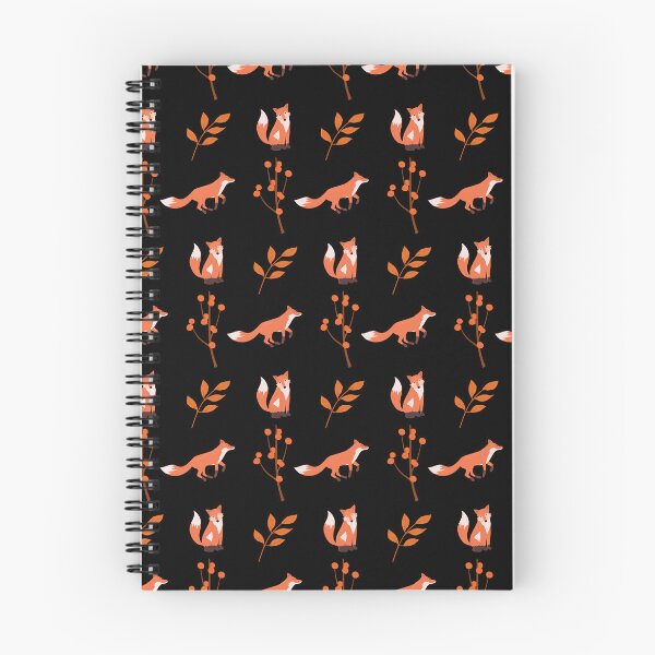 Item preview, Cute Red Fox Autumn Leaf Berry Black Pattern designed and sold by FestivityFinds.