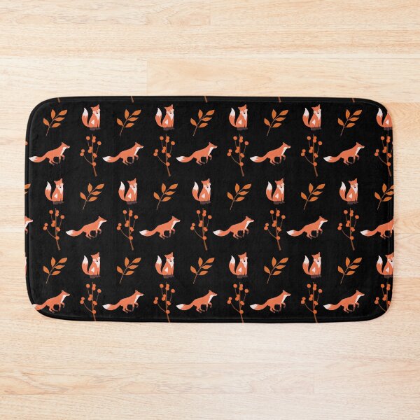 Item preview, Cute Red Fox Autumn Leaf Berry Black Pattern designed and sold by FestivityFinds.