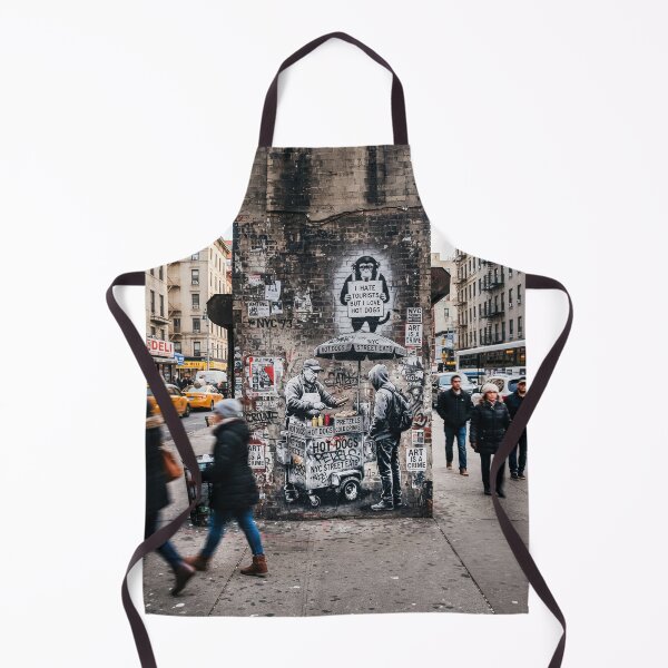 Item preview, NYC Hot Dog Vendor Gritty Graffiti Art designed and sold by Home Decor Art.