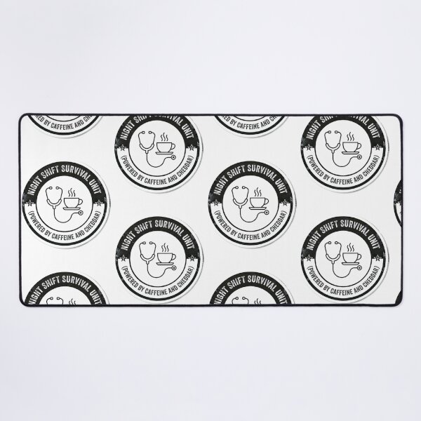 Item preview, Night Shift Survival Unit - Powered By Caffeine And Cheddar Funny Nurse Sticker designed and sold by IbericoStudio.