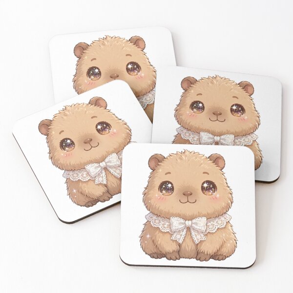 Item preview, Cute Capybara with white lace bow tie designed and sold by priyankajustine.