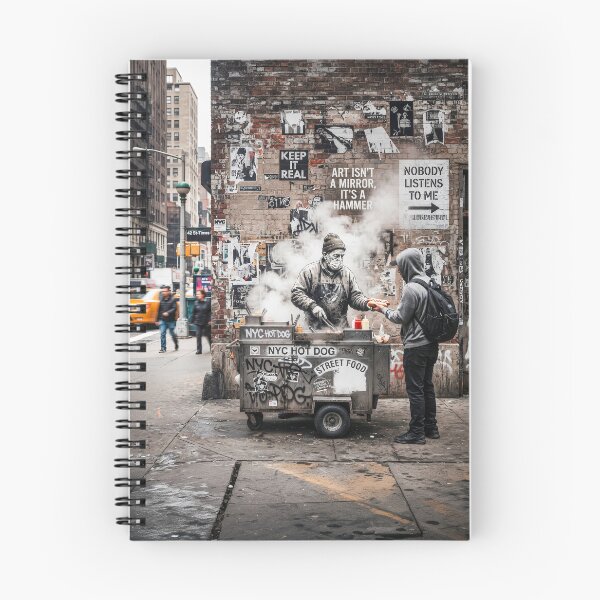 Item preview, NYC Hot Dog Vendor Gritty Graffiti Art designed and sold by Home Decor Art.