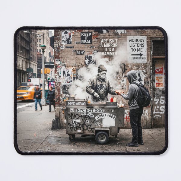 Item preview, NYC Hot Dog Vendor Gritty Graffiti Art designed and sold by Home Decor Art.