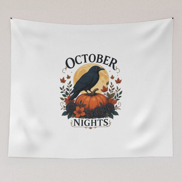 Item preview, October Nights Elegant Vintage Raven And Pumpkin Art designed and sold by Créative touche .