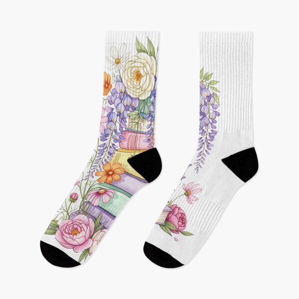 Item preview, Pastel Books & Flowers – Cottagecore Reading Floral Art designed and sold by Apex Designs.