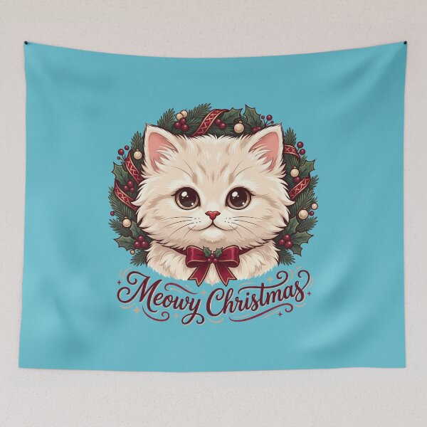 Item preview, Meowy Christmas - Cute Kitten - Holiday - Christmas designed and sold by GlimTig.