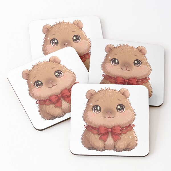 Item preview, Cute Capybara with red lace bow tie designed and sold by priyankajustine.