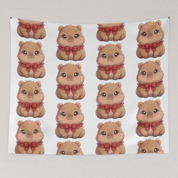 Item preview, Cute Capybara with red lace bow tie designed and sold by priyankajustine.