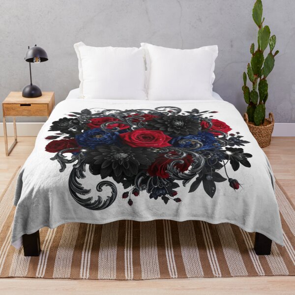Item preview, Gothic Red Rose Garden – Black Blue Ornamental Floral Art designed and sold by Apex Designs.