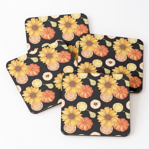 Item preview, Harvest Sunflower Pumpkin Orange Sliced Apple Black Pattern designed and sold by FestivityFinds.