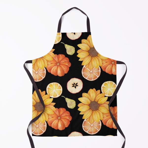 Item preview, Harvest Sunflower Pumpkin Orange Sliced Apple Black Pattern designed and sold by FestivityFinds.