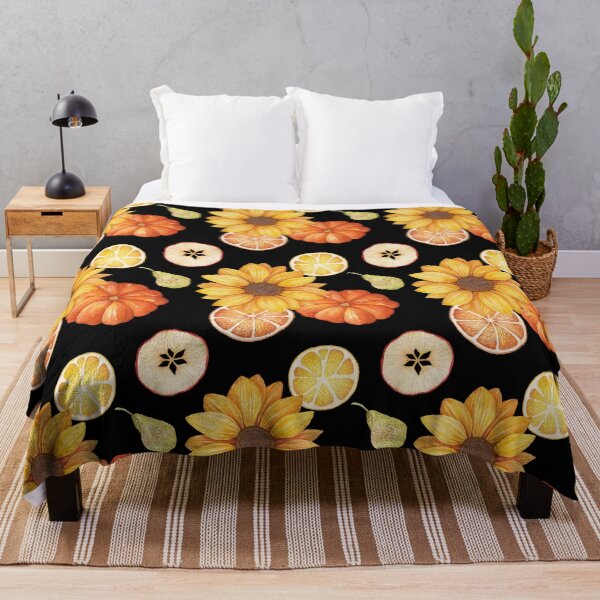 Item preview, Harvest Sunflower Pumpkin Orange Sliced Apple Black Pattern designed and sold by FestivityFinds.