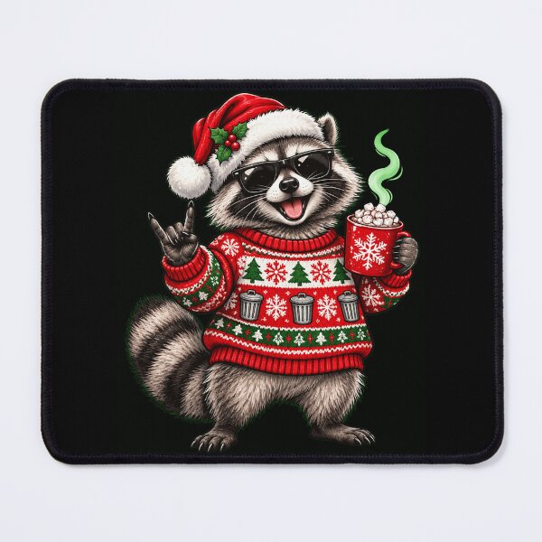 Item preview, Christmas Raccoon With Hot Cocoa designed and sold by ROUX-ART.