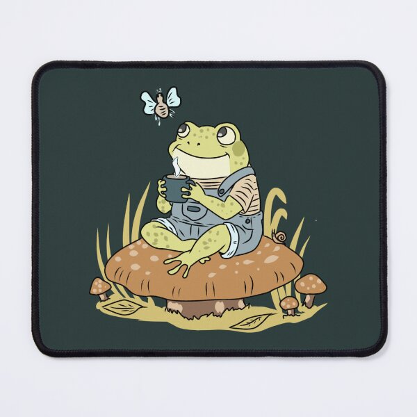 Item preview, Frog Drinking Coffee on Mushroom with Snail and Fly Cottagecore Illustration designed and sold by LeshanArt.