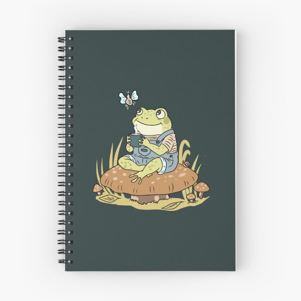 Item preview, Frog Drinking Coffee on Mushroom with Snail and Fly Cottagecore Illustration  designed and sold by LeshanArt.