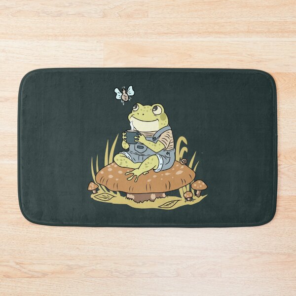Item preview, Frog Drinking Coffee on Mushroom with Snail and Fly Cottagecore Illustration  designed and sold by LeshanArt.