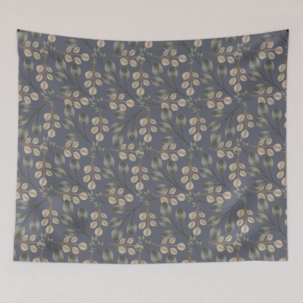 Item preview, Botanical Foliage Muted Steel Gray Seamless Pattern Art designed and sold by ​Jyoti Digital Artist.