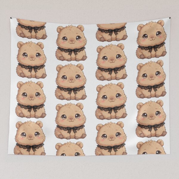 Item preview, Cute Capybara with black lace bow tie designed and sold by priyankajustine.