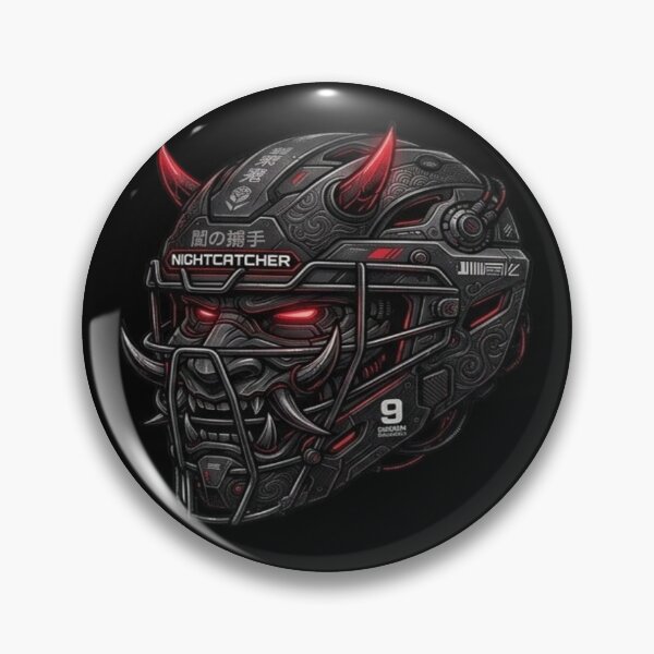 Item preview, Cyber Oni Nightcatcher Cyberpunk Baseball Helmet designed and sold by FABIOLART.