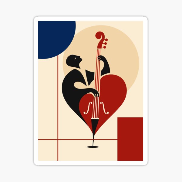 Item preview, Double Bass Art Print, Jazz Bass Player Print, Upright Bass Art, Musician Gift, Mid Century Modern Music Decor, Jazz Lover Gift designed and sold by Studio pod Burom.