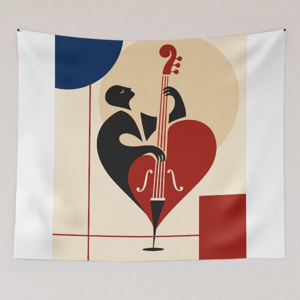 Item preview, Double Bass Art Print, Jazz Bass Player Print, Upright Bass Art, Musician Gift, Mid Century Modern Music Decor, Jazz Lover Gift designed and sold by Studio pod Burom.