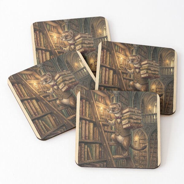 Item preview, Librarian Weasel in Antique Library - Dark Academia Animal Art Notebook designed and sold by MissoStudio.
