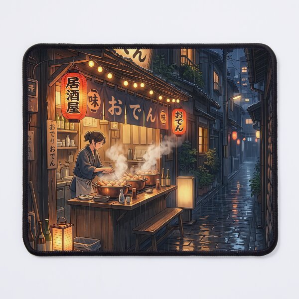 Item preview, Rainy Night Kyoto Oden Stand - Cozy Anime Aesthetic Notebook designed and sold by MissoStudio.