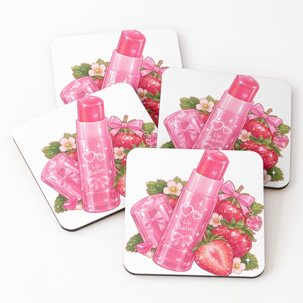 Item preview, Cute Strawberry Lip Balm – Pink Kawaii Beauty Sticker designed and sold by Kiralemon.