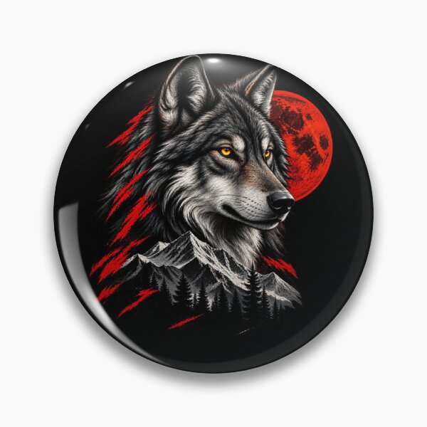 Item preview, Wolf Red Moon Mountain Wilderness – Dark Nature Wolf Art designed and sold by Smart Bazaar .