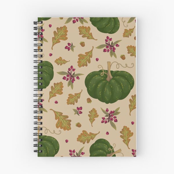 Item preview, Vintage Green Heirloom Pumpkin Oak Leaf Berry Beige Pattern designed and sold by FestivityFinds.