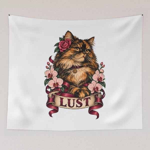 Item preview, Lust Seven Deadly Sins Tortoiseshell Cat Roses Orchids  designed and sold by Old's Cool Cat Studio.