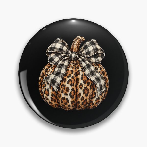 Item preview, Leopard Pumpkin with Buffalo Plaid Bow designed and sold by ROUX-ART.