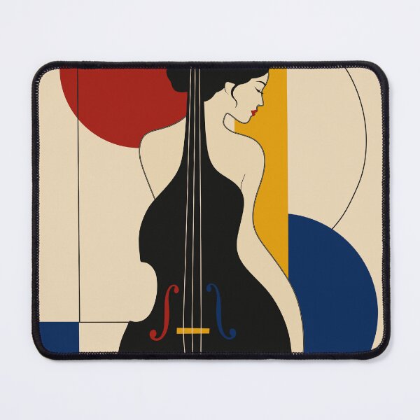 Item preview, Bauhaus Double Bass Woman Print | Abstract Music Art | Mid Century Modern Jazz Print | Geometric Female Musician Decor designed and sold by Studio pod Burom.
