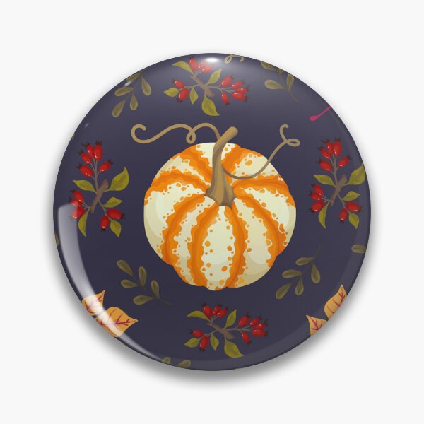 Item preview, Dark Navy Striped Pumpkin Chestnut Leaf Autumn Harvest Pattern designed and sold by FestivityFinds.