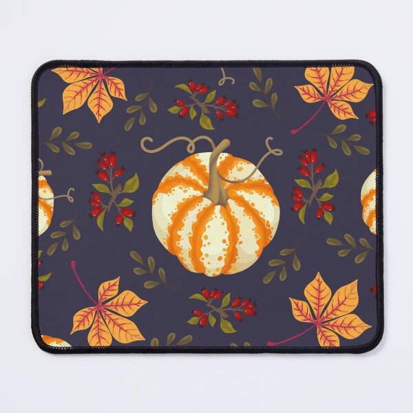 Item preview, Dark Navy Striped Pumpkin Chestnut Leaf Autumn Harvest Pattern designed and sold by FestivityFinds.