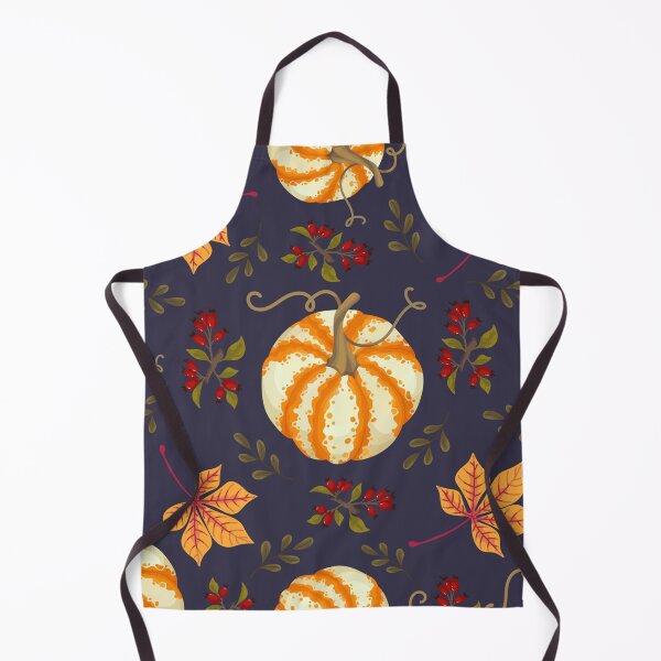 Item preview, Dark Navy Striped Pumpkin Chestnut Leaf Autumn Harvest Pattern designed and sold by FestivityFinds.